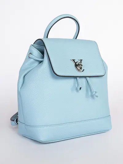 Рюкзак голубого цвета из натуральной кожи